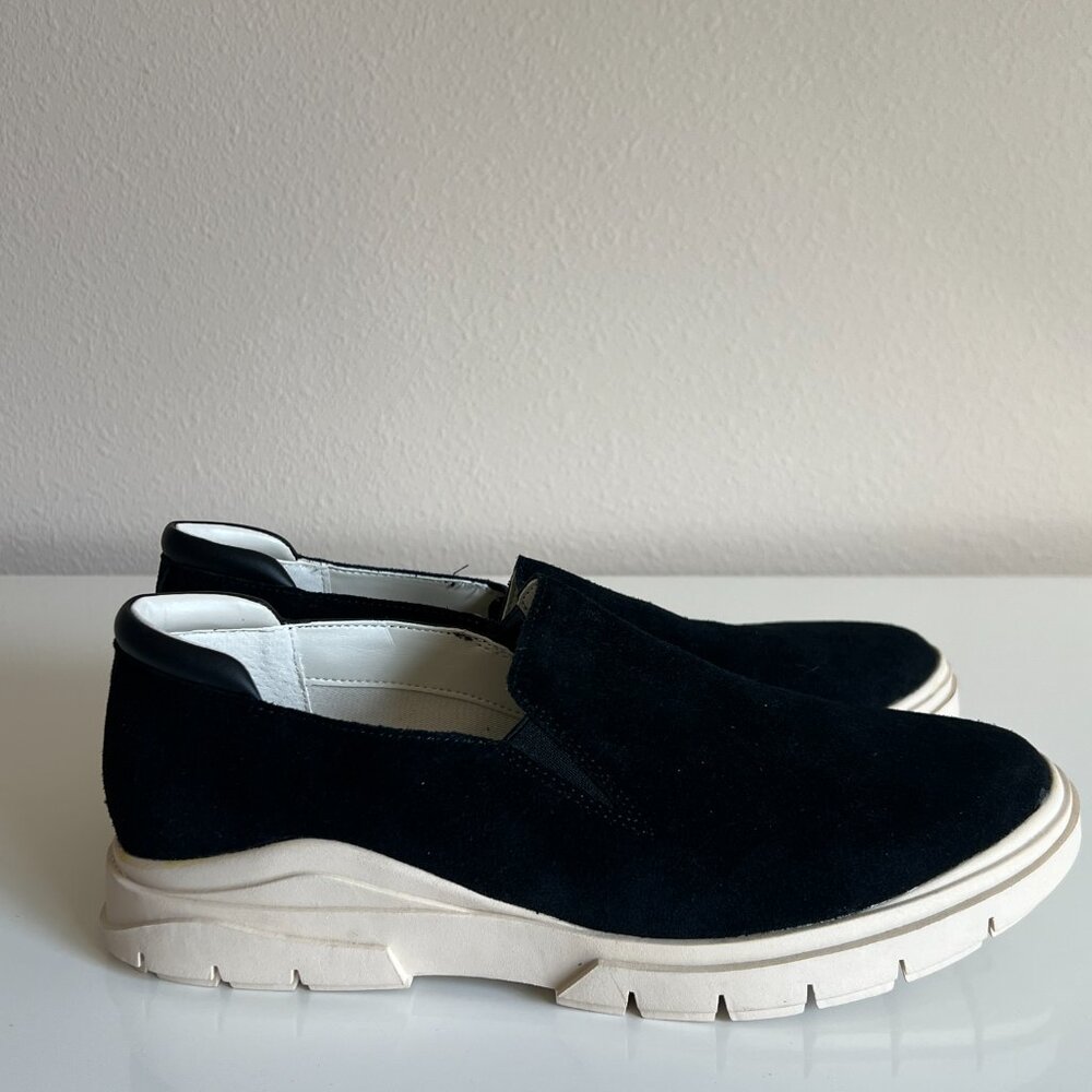 Franco Sarto L-Mayve Slip On Black Suede Leather Shoes 7.5 Wide - Picture 2 of 5